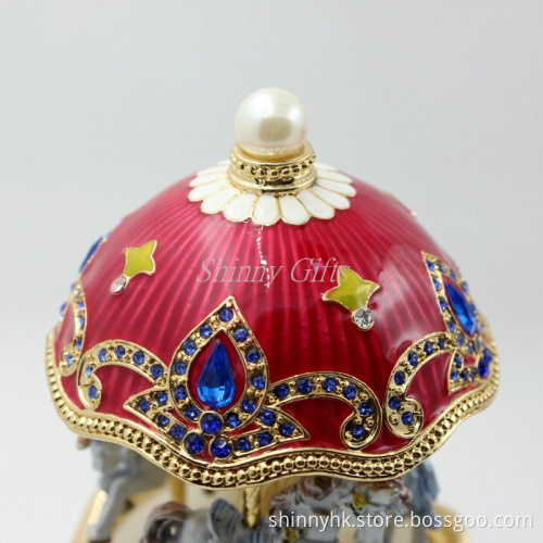 Egg Shape Metal Materials Carousel Music Box for Wedding Gifts
